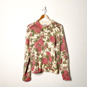 Vintage Floral Silk Angora Blend Cottagecore Sweater